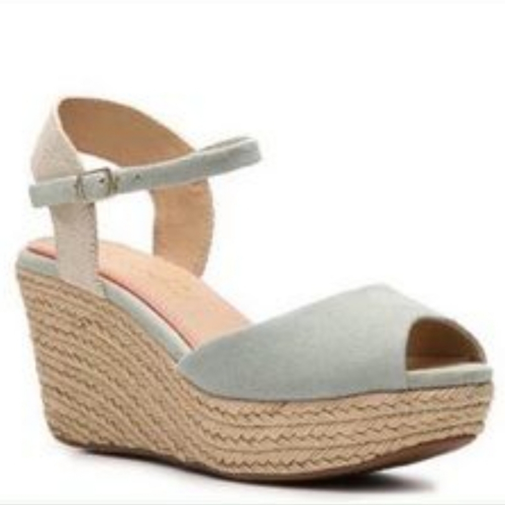 SPLENDID Ganes Blue-Grey Suede Espadrille Wedge Sandals Size 7